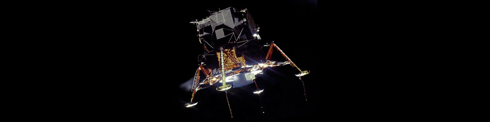 Apollo 11 Lunar Module Eagle in landing configuration, photographed from Columbia (NASA)
